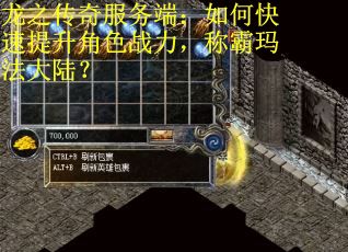 龙之传奇服务端：如何快速提升角色战力，称霸玛法大陆？